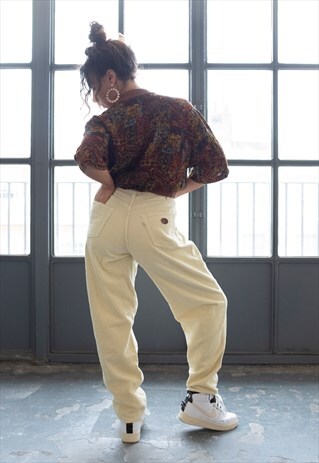 VINTAGE VALENTINO CORDUROY UNISEX STRAIGHTTROUSERS CREAM