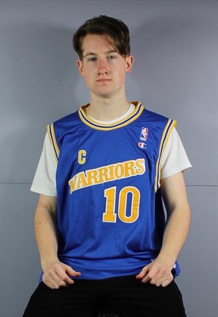 VINTAGE CHAMPION WARRIORS BASKETBALL NBA JERSEY IN BLUE WITH