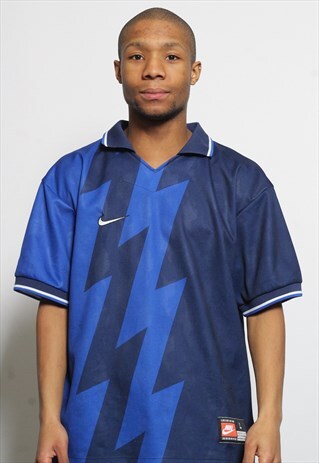 VINTAGE NIKE FOOTBALL SHIRT BLUE