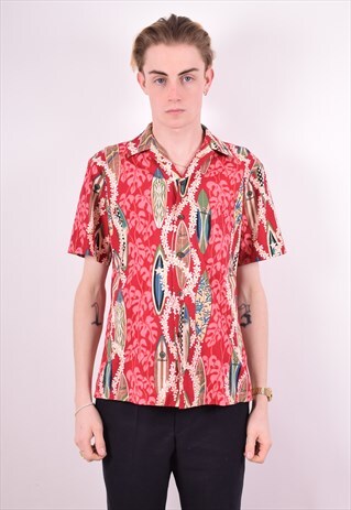 MENS VINTAGE CRAZY PRINT SHIRT SMALL MULTI 90S