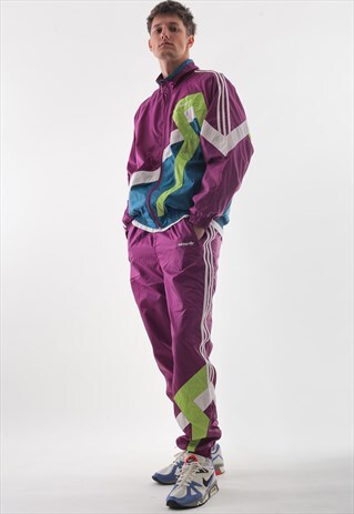 VINTAGE ADIDAS ORIGINALS JACKET AND PANTS 90S PURPLE BLUE