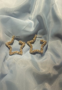 Textured Gold Star Earrings