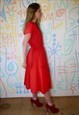 DRESS VINTAGE 80S RED KNEE LENGTH 50S STYLE SIZE 8 - 10
