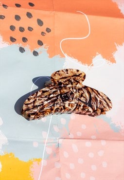 Mottled Brown Rounded Classic Arch Claw Hair Clip