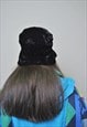 BLACK BUCKET HAT, WOMEN VINTAGE ACCESSORIES FROM 90S