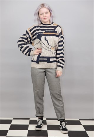 VINTAGE PATTERNED KNIT JUMPER SWEATER