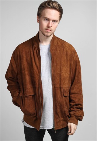 VINTAGE OVERSIZED SUEDE BOMBER JACKET