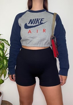 Reworked Nike Air Grey Cropped Sweatshirt