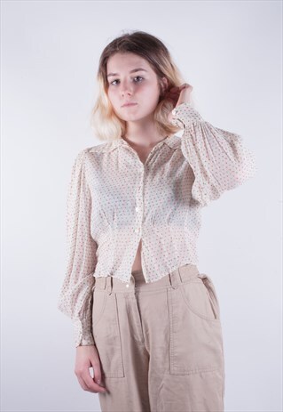 VINTAGE 70'S SHEER VICTORIAN STYLE BLOUSE