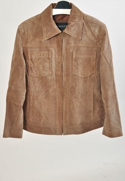 Vintage 00s suede leather jacket in brown