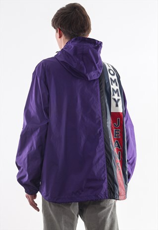 VINTAGE TOMMY HILFIGER PULLOVER SHELL WINDBREAKER 90S PURPLE