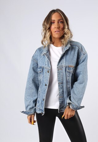 DENIM JACKET OVERSIZED FITTED VINTAGE UK 16 (C1P)