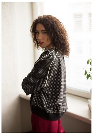 VINTAGE 90'S BLACK/WHITE POLKA DOT BLOUSE