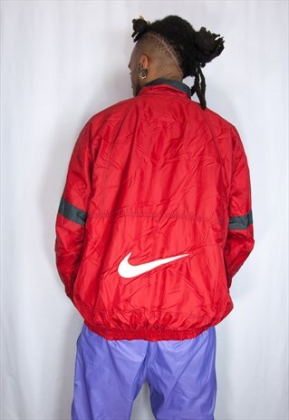 NIKE RED EMBROIDED TRACKSUIT JACKET