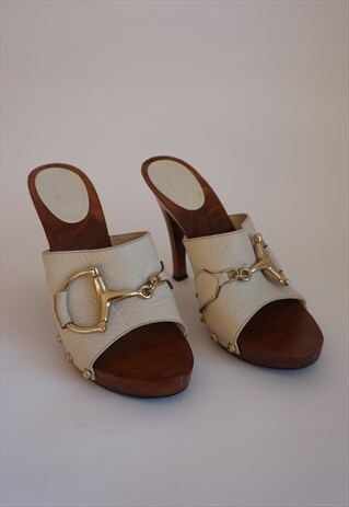 Y2K GUCCI HIGH HEEL SANDALS - VINTAGE GUCCI CLOGS MULES