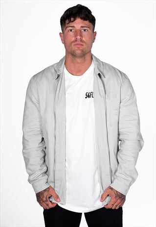 ESSENTIAL ZIP SHACKET JACKET OVER SHIRT - SILVER GREY