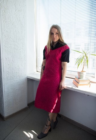VINTAGE 80'S PINK LACE MIDI DRESS