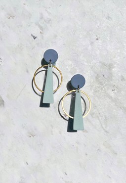 Handmade Blue Geometric Earrings Modern Hypoallergenic