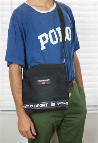 VINTAGE POLO SPORT CROSS BODY BAG RALPH LAUREN LOGO 90S 13.8