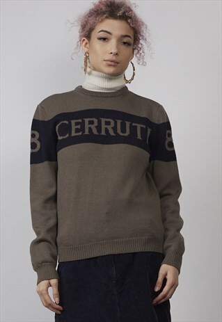 VINTAGE 90'S CERRUTI LOGO BROWN JUMPER