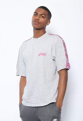 VINTAGE ASICS TAPE LOGO T-SHIRT GREY