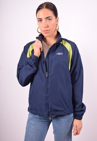 REEBOK WOMENS VINTAGE TRACKSUIT TOP JACKET MEDIUM BLUE 90'S