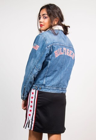 VINTAGE 90'S TOMMY HILFIGER BLUE DENIM SHERLING JACKET