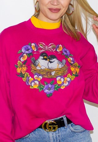 VINTAGE 90'S OVERSIZED FIT AMERICAN FLORAL SWEATSHIRT