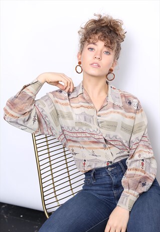 VINTAGE 90S PLANET BROWN PRINT SHIRT
