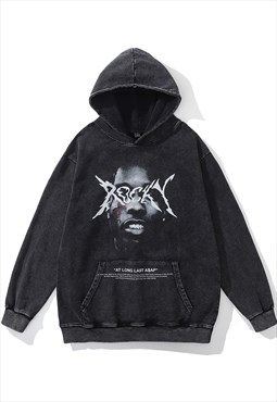 Asap Rocky hoodie rapper pullover hip-hop top in acid grey