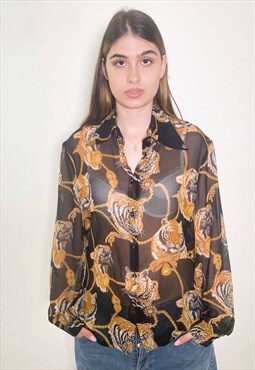 Vintage 90s tiger fantasy blouse 