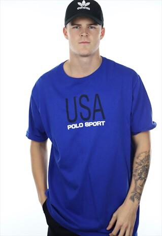 VINTAGE RALPH LAUREN POLO SPORT T SHIRT BLUE