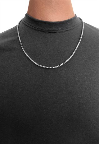 20" BOX CHAIN BELCHER NECKLACE CHAIN - SILVER