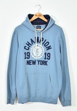 Vintage Champion Hooded Sweatshirt Blue XXLarge