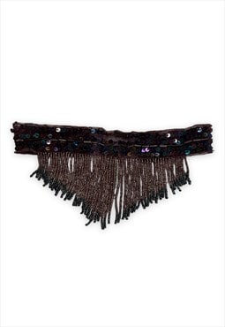 Choker necklace beaded tassel festival vintage style purple