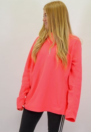 VINTAGE THE NORTH FACE 1/4 ZIP FLEECE SWEATSHIRT IN PINK XXL