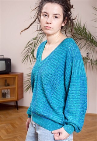 VINTAGE TURQUOISE SWEATER FROM THE 90S, SIZE M/L