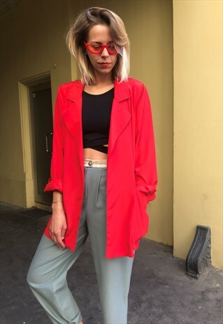 VINTAGE 90' BEAUTIFUL ELEGANT SHINY RED LIGHT BLAZER JACKET