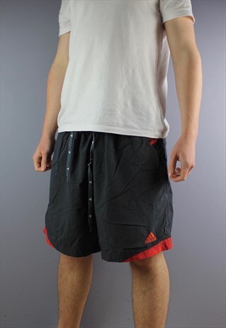 VINTAGE ADIDAS SHORTS IN FADED BLACK WITH POCKETS, A EMBROID