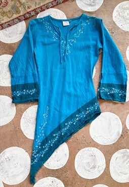 Vintage 90's Hippie Embroidered Tunic Top - XS