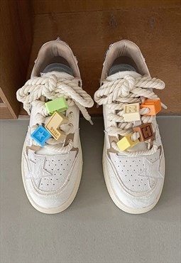 Patchwork sneakers retro skater shoes star trainers cream 