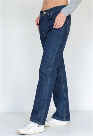 VINTAGE RETRO DARK BLUE LEVI'S BOOT CUT JEANS DENIM