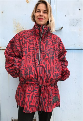 VINTAGE 90' OLDSCHOOL COOL UNISEX MAROON ANORAK JACKET