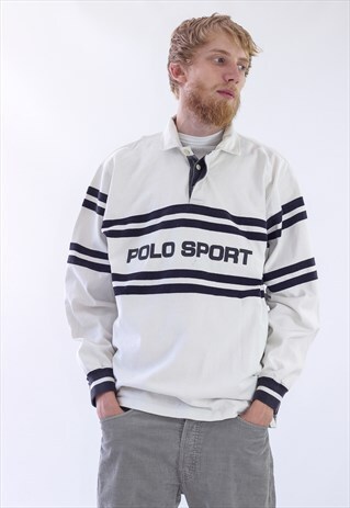 RARE VINTAGE MENS POLO SPORT LOGO BIG RUGBY TOP SWEATSHIRT