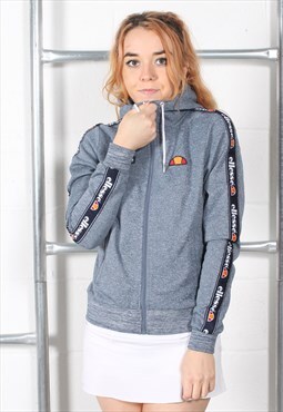 Vintage Ellesse Hoodie in Grey Zip Up Sports Jumper Size 8