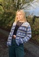 VINTAGE KNITTED NORDIC ABSTRACT PATTERN CARDIGAN