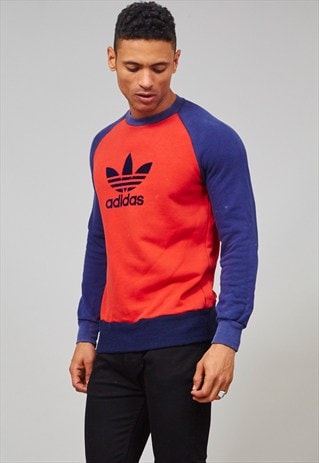 VINTAGE 70'S CLASSIC RED AND NAVY ADIDAS SWEATER