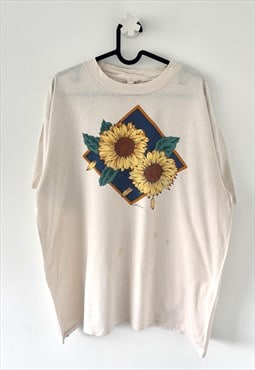 Vintage Oneita sunflower beige single stitch T-shirt XL