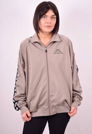 KAPPA WOMENS VINTAGE TRACKSUIT TOP JACKET XL GREY 90S
