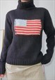 Vintage Navy USA American Flag Sweater